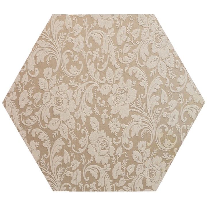 Vintage Wallpaper With Flowers Wooden Puzzle Hexagon