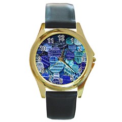 Wallpaper Design Pattern Round Gold Metal Watch by artworkshop