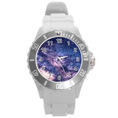 Watercolor Design Wallpaper Round Plastic Sport Watch (l) by artworkshop