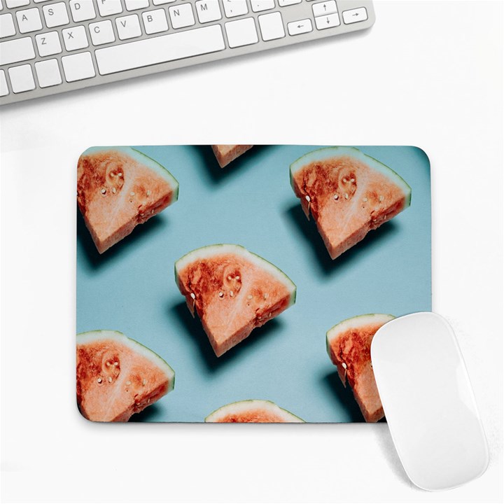 Watermelon Against Blue Surface Pattern Small Mousepad