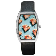 Watermelon Against Blue Surface Pattern Barrel Style Metal Watch by artworkshop