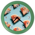 Watermelon Against Blue Surface Pattern Color Wall Clock Front