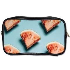 Watermelon Against Blue Surface Pattern Toiletries Bag (one Side) by artworkshop