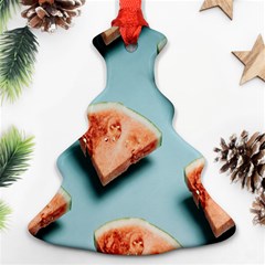 Watermelon Against Blue Surface Pattern Christmas Tree Ornament (two Sides) by artworkshop