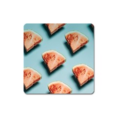 Watermelon Against Blue Surface Pattern Square Magnet by artworkshop