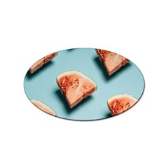 Watermelon Against Blue Surface Pattern Sticker Oval (10 Pack)