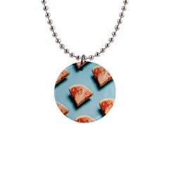 Watermelon Against Blue Surface Pattern 1  Button Necklace by artworkshop