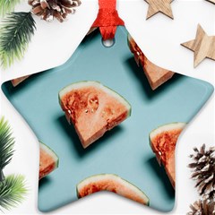 Watermelon Against Blue Surface Pattern Star Ornament (two Sides) by artworkshop