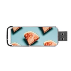 Watermelon Against Blue Surface Pattern Portable Usb Flash (two Sides) by artworkshop