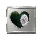 White Flower Mega Link Heart Italian Charm (18mm) Front