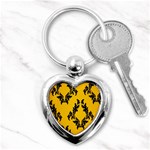 Yellow Regal Filagree Pattern Key Chain (Heart) Front