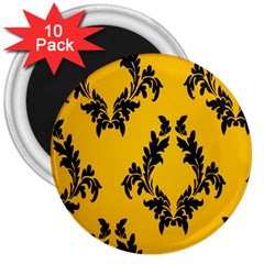 Yellow Regal Filagree Pattern 3  Magnets (10 Pack)  by artworkshop