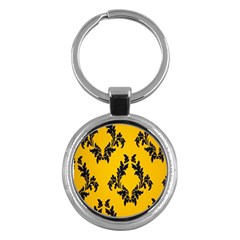 Yellow Regal Filagree Pattern Key Chain (round) by artworkshop