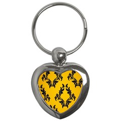 Yellow Regal Filagree Pattern Key Chain (heart) by artworkshop