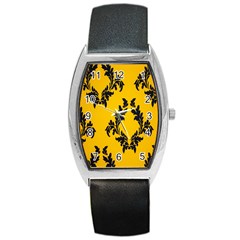 Yellow Regal Filagree Pattern Barrel Style Metal Watch by artworkshop