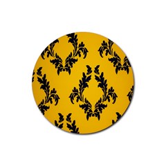 Yellow Regal Filagree Pattern Rubber Coaster (round) by artworkshop