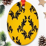 Yellow Regal Filagree Pattern Oval Ornament (Two Sides) Front