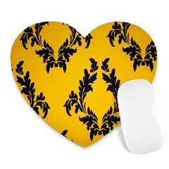 Yellow Regal Filagree Pattern Heart Mousepad by artworkshop