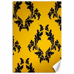 Yellow Regal Filagree Pattern Canvas 12  X 18  by artworkshop