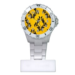 Yellow Regal Filagree Pattern Plastic Nurses Watch by artworkshop