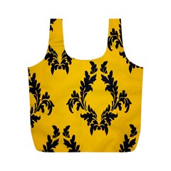 Yellow Regal Filagree Pattern Full Print Recycle Bag (m) by artworkshop