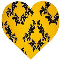 Yellow Regal Filagree Pattern Wooden Puzzle Heart by artworkshop