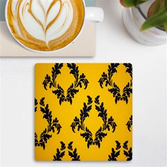 Yellow Regal Filagree Pattern Uv Print Square Tile Coaster  by artworkshop