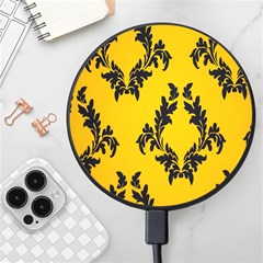 Yellow Regal Filagree Pattern Wireless Fast Charger(black) by artworkshop