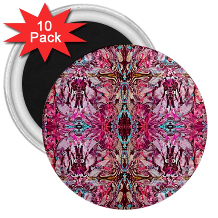 Fuchsia Funky Repeats I 3  Magnets (10 pack) 