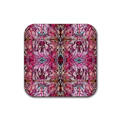 Fuchsia Funky Repeats I Rubber Coaster (square) by kaleidomarblingart