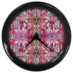 Fuchsia Funky Repeats I Wall Clock (black) by kaleidomarblingart