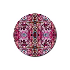 Fuchsia Funky Repeats I Rubber Round Coaster (4 Pack) by kaleidomarblingart