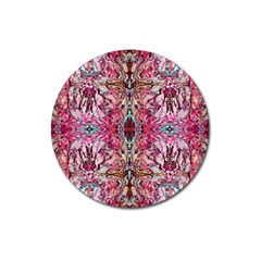 Fuchsia Funky Repeats I Magnet 3  (round) by kaleidomarblingart