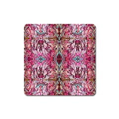 Fuchsia Funky Repeats I Square Magnet by kaleidomarblingart