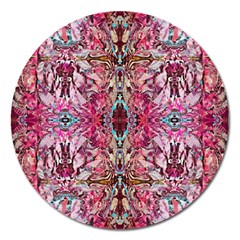 Fuchsia Funky Repeats I Magnet 5  (round) by kaleidomarblingart