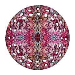 Fuchsia Funky Repeats I Round Filigree Ornament (two Sides) by kaleidomarblingart