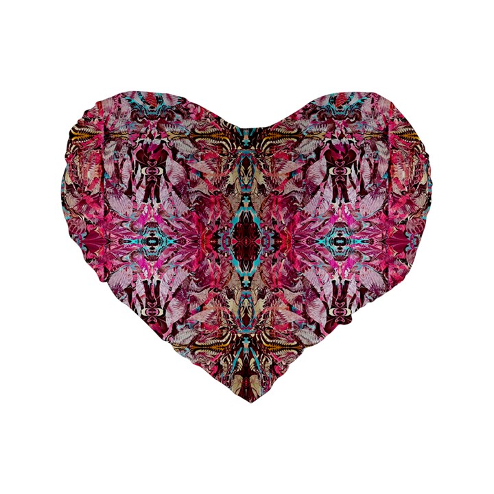 Fuchsia Funky Repeats I Standard 16  Premium Flano Heart Shape Cushions