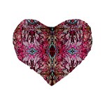 Fuchsia Funky Repeats I Standard 16  Premium Flano Heart Shape Cushions Back