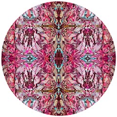 Fuchsia Funky Repeats I Wooden Puzzle Round by kaleidomarblingart