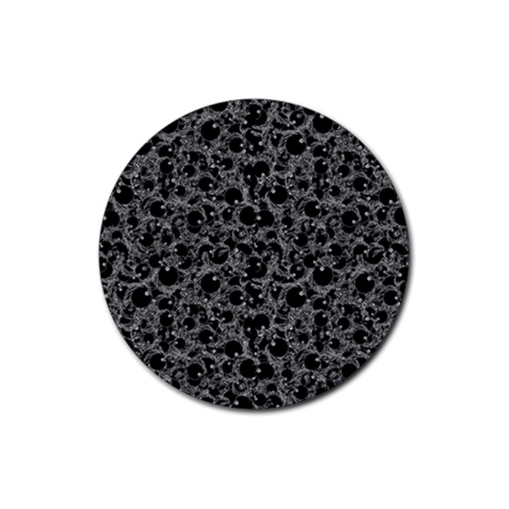 Black And Alien Drawing Motif Pattern Rubber Coaster (Round)