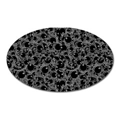 Black And Alien Drawing Motif Pattern Oval Magnet