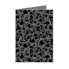 Black And Alien Drawing Motif Pattern Mini Greeting Card