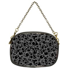 Black And Alien Drawing Motif Pattern Chain Purse (One Side)