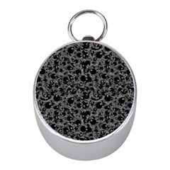 Black And Alien Drawing Motif Pattern Mini Silver Compasses by dflcprintsclothing