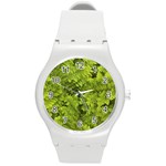 Botanical Motif Plants Detail Photography Round Plastic Sport Watch (M) Front