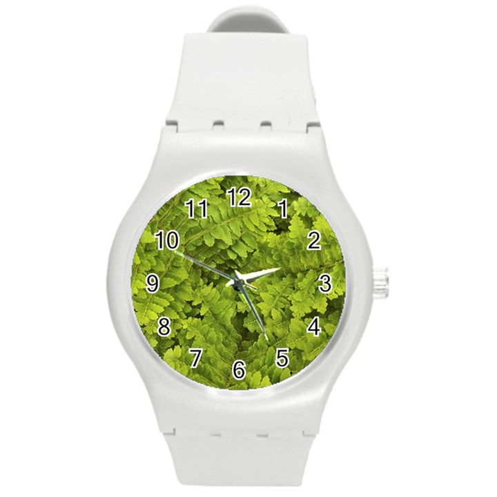 Botanical Motif Plants Detail Photography Round Plastic Sport Watch (M)