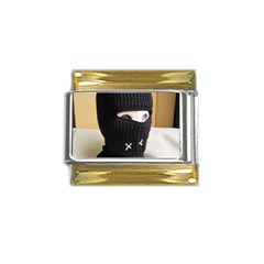 Ski Mask  Gold Trim Italian Charm (9mm)