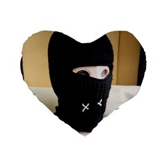 Ski Mask  Standard 16  Premium Flano Heart Shape Cushions by Holyville