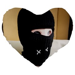 Ski Mask  Large 19  Premium Flano Heart Shape Cushions by Holyville