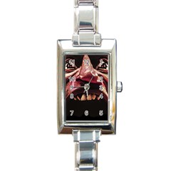 Scary Man Closeup Portrait Illustration Rectangle Italian Charm Watch by dflcprintsclothing